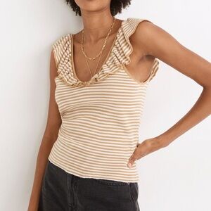 NEW Madewell Belhaven Ruffle Sweater Tank in Stripe, Size XS